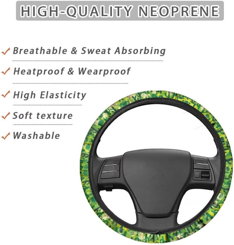 Car Steering Wheel Cover for Women and Men,Non-Slip Breathable Steering Wheel,Universal 14.5"-15" Fit for Cars and SUVs(Bright Green Cactus) - Image 4