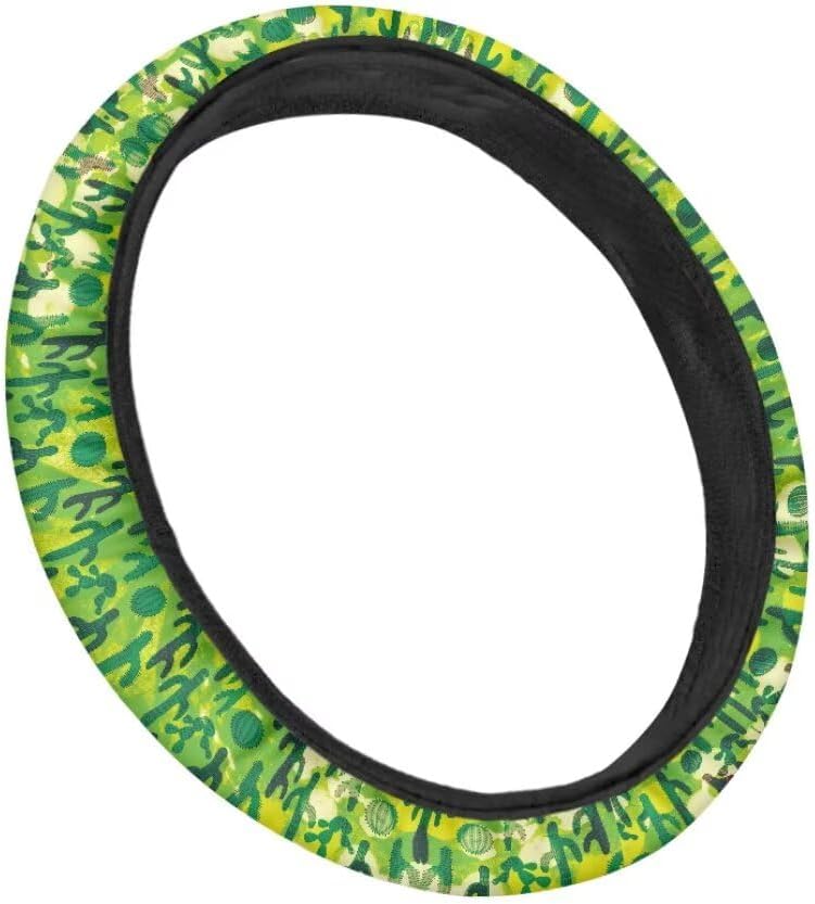 Car Steering Wheel Cover for Women and Men,Non-Slip Breathable Steering Wheel,Universal 14.5"-15" Fit for Cars and SUVs(Bright Green Cactus) - Image 3
