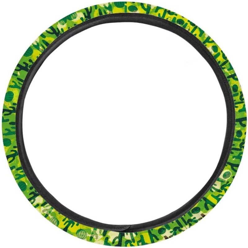 Car Steering Wheel Cover for Women and Men,Non-Slip Breathable Steering Wheel,Universal 14.5"-15" Fit for Cars and SUVs(Bright Green Cactus) - Image 2