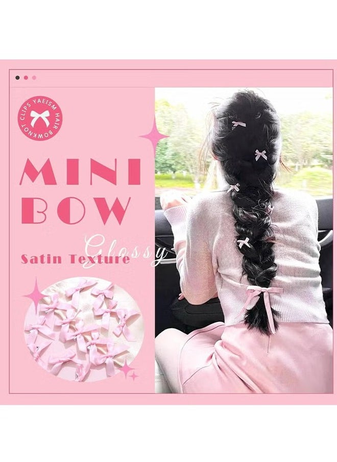 HY 18 Pcs Bow Hair Clips Pink Satin Mini Bowknot Hair Accessories Cute Hair Bow Barrettes Ribbon Hairpins for Women Girls  - Image 3