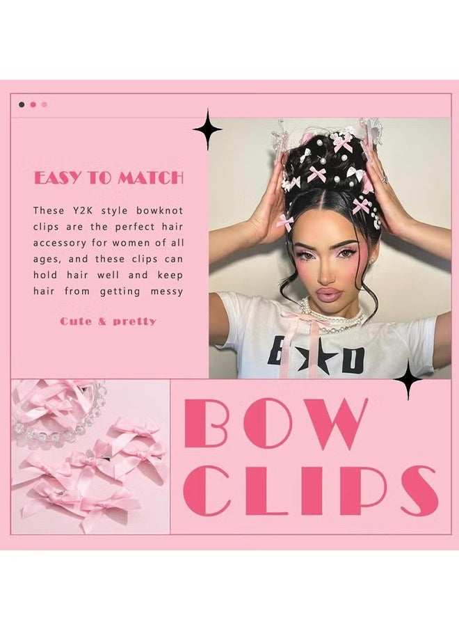 HY 18 Pcs Bow Hair Clips Pink Satin Mini Bowknot Hair Accessories Cute Hair Bow Barrettes Ribbon Hairpins for Women Girls  - Image 4
