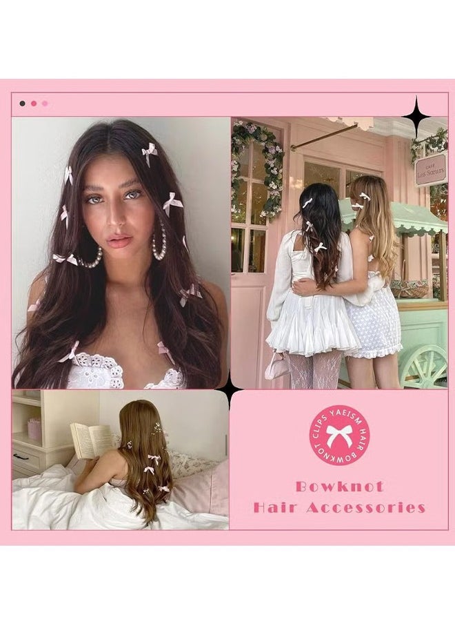 HY 18 Pcs Bow Hair Clips Pink Satin Mini Bowknot Hair Accessories Cute Hair Bow Barrettes Ribbon Hairpins for Women Girls  - Image 2