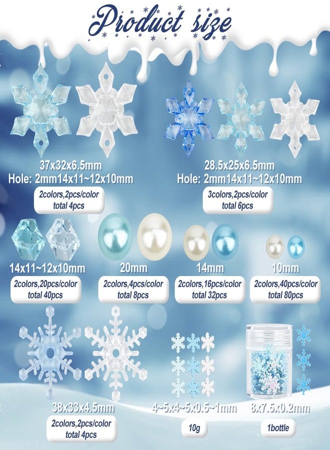 BENECREAT 174pcs Christmas Winter Theme Vase Filler Decor, Snowflake Pearls for Makeup Brushes Holder, Wedding, Party Decor - Image 2