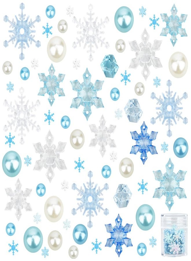 BENECREAT 174pcs Christmas Winter Theme Vase Filler Decor, Snowflake Pearls for Makeup Brushes Holder, Wedding, Party Decor - Image 1