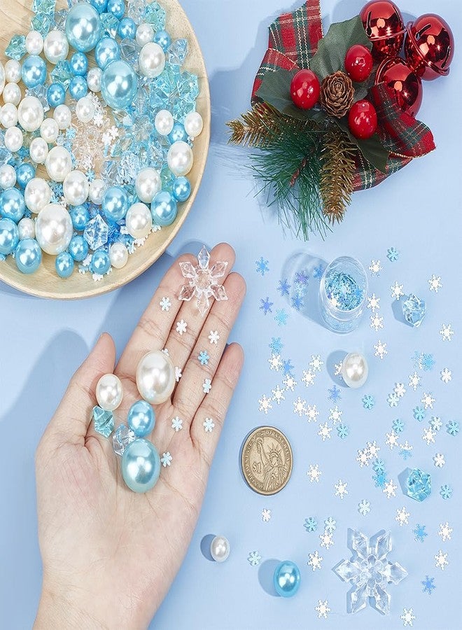 BENECREAT 174pcs Christmas Winter Theme Vase Filler Decor, Snowflake Pearls for Makeup Brushes Holder, Wedding, Party Decor - Image 3
