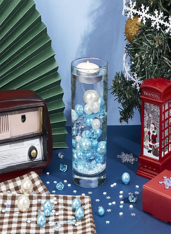 BENECREAT 174pcs Christmas Winter Theme Vase Filler Decor, Snowflake Pearls for Makeup Brushes Holder, Wedding, Party Decor - Image 5