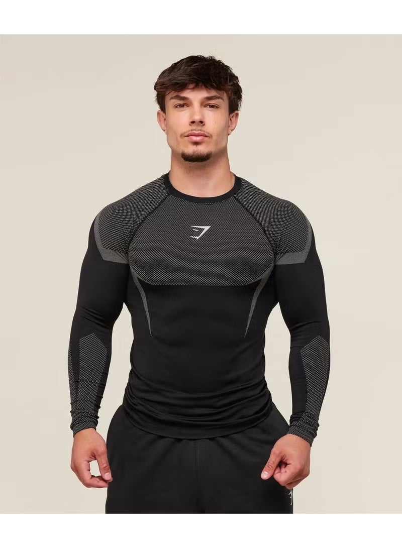 Gymshark FitnessJersey Long Sleeve Top Men's Running Training Cycling Tight Fast Drying Elastic T-shirt - Image 1