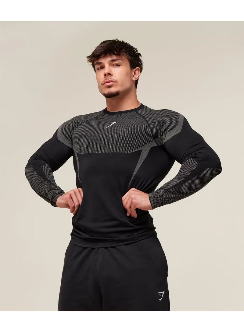 Gymshark FitnessJersey Long Sleeve Top Men's Running Training Cycling Tight Fast Drying Elastic T-shirt - Image 3