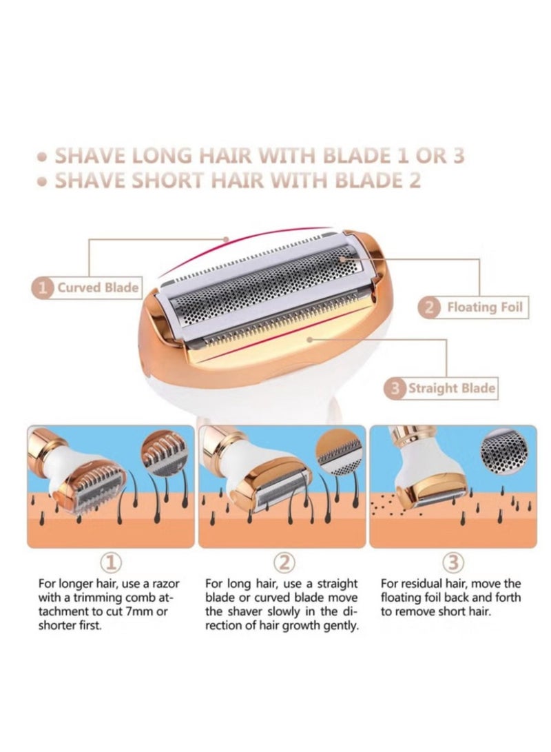 Electric Razor for Women, 4-in-1 Women's Body Hair Removal, Public Shaver Bikini Trimmer Eyebrow Face Underarm, Portable Ladies Shaver, Epilator,  USB Rechargeable - Image 2