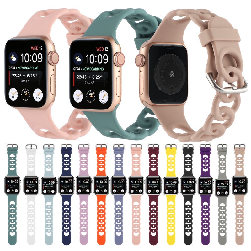 Hollow Out Silicone Watch Band For Apple Watch Series 9&8&7 41mm / SE 3&SE 2&6&SE&5&4 40mm / 3&2&1 38mm(1)