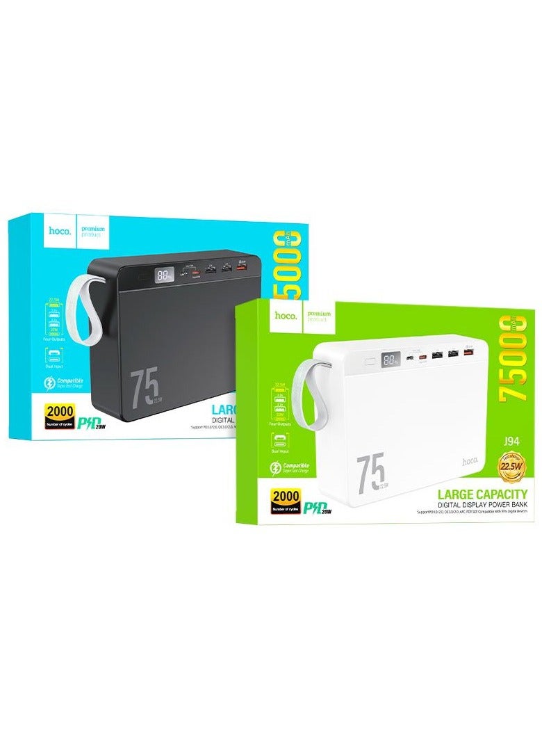 Hoco mobile charger power bank 75000 mAh(white) - Image 5