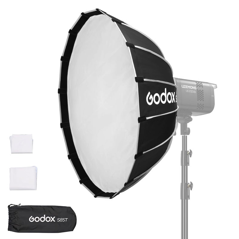 Godox جودوكس سوفت بوكس 85سم 335 جودوكس S85T سيلفر إنر باونز ماونت سوفت بوكس مع حقيبة حمل مع ديفيوزر - سوفت بوكس متين ومضغوط لجودوكس، لنيوير، لسمول ريج، لأبوتشر باونز ماونت لايت - Image 2