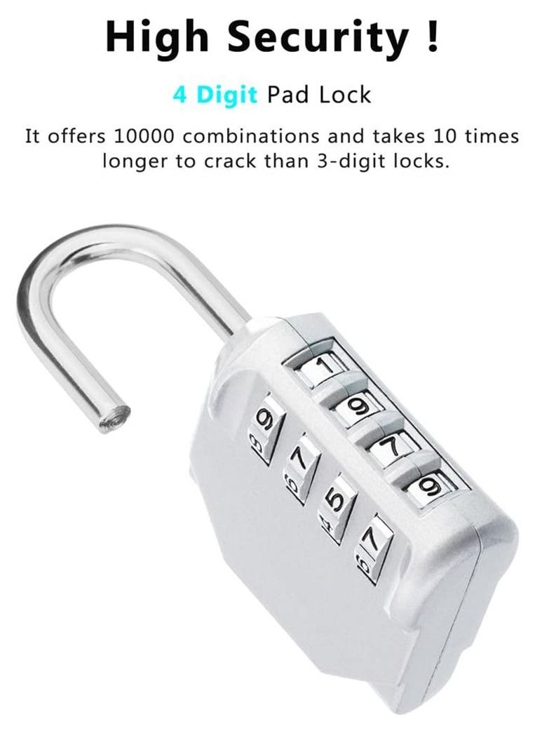 2-Piece 4-Digit Combination Password Padlock Silver