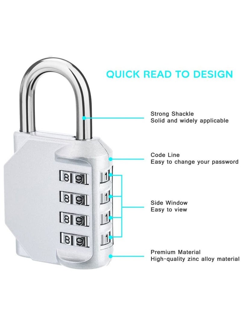 2-Piece 4-Digit Combination Password Padlock Silver