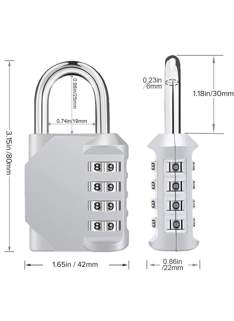 2-Piece 4-Digit Combination Password Padlock Silver