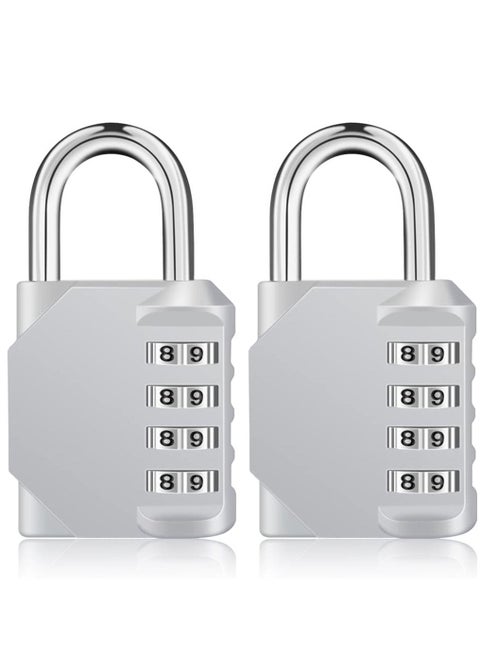 2-Piece 4-Digit Combination Password Padlock Silver