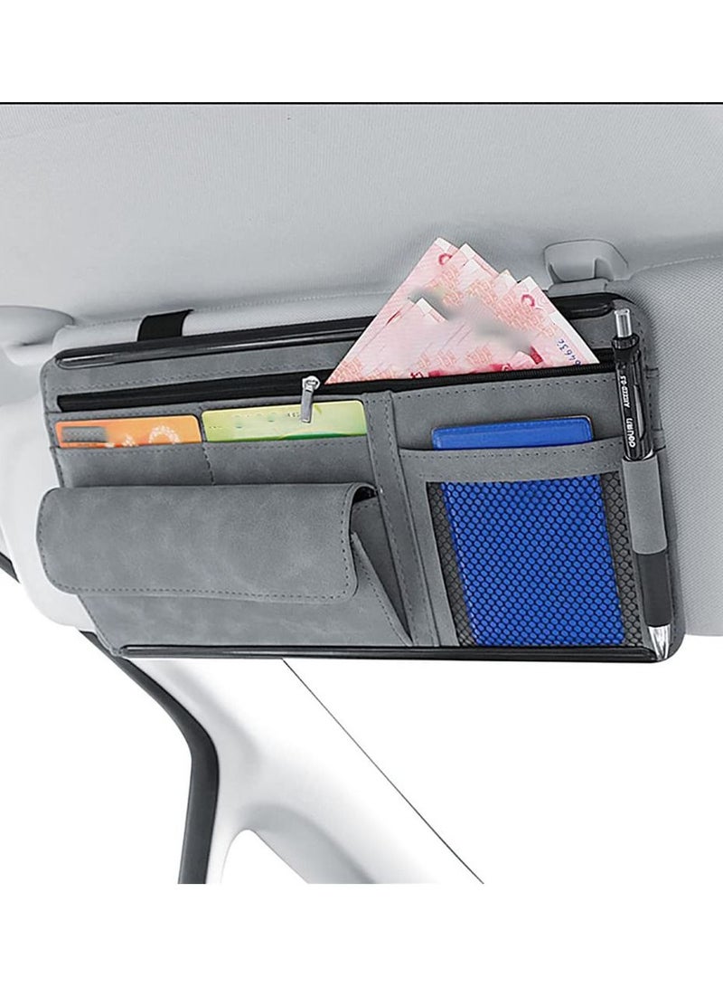 SYOSI Car Sun Visor Organizer, Auto Interior Accessories Storage Pocket Organizer with Multi-Pocket Net Zipper Pouch Sunglass Holder for Car Truck SUV Case Bag for Card License Registration - Image 1