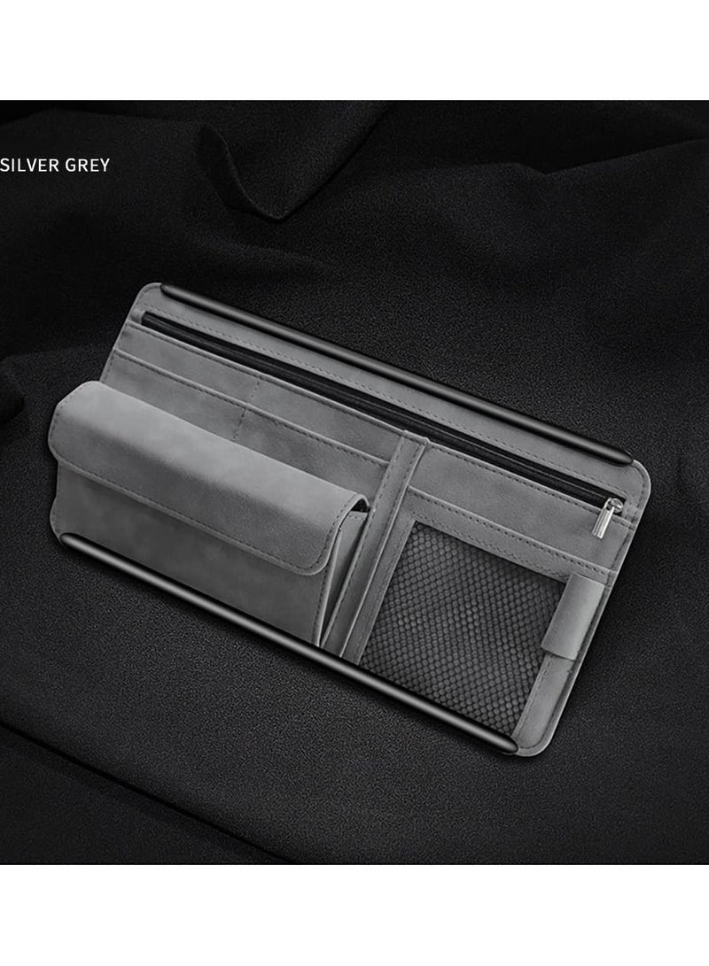SYOSI Car Sun Visor Organizer, Auto Interior Accessories Storage Pocket Organizer with Multi-Pocket Net Zipper Pouch Sunglass Holder for Car Truck SUV Case Bag for Card License Registration - Image 4