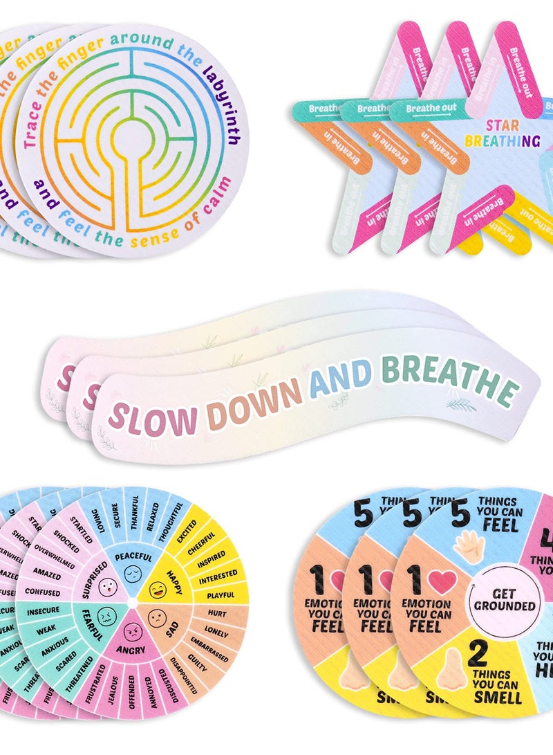 Calming Sensory Stickers, 15 Pack Mindfulness Stickers for Anxiety, Textured Stickers for Adults, Stickers for School Counselor Supplies - Image 1