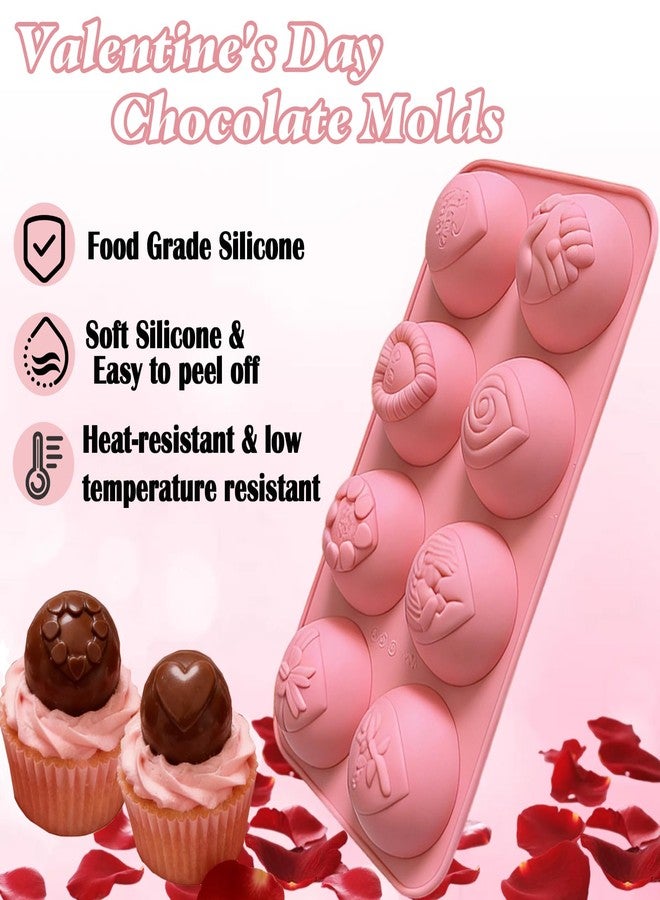 Foaryoer 2PCS Valentine Chocolate Molds Round Heart Silicone Mold Non-Stick Love Rose Silicone Chocolate Bomb Molds for Baking Chocolate,Mini Cakes,Candy,Gummy, Ice Cubes - Image 3