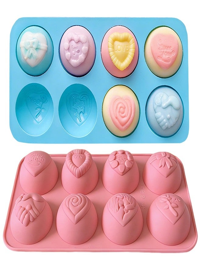 Foaryoer 2PCS Valentine Chocolate Molds Round Heart Silicone Mold Non-Stick Love Rose Silicone Chocolate Bomb Molds for Baking Chocolate,Mini Cakes,Candy,Gummy, Ice Cubes - Image 1