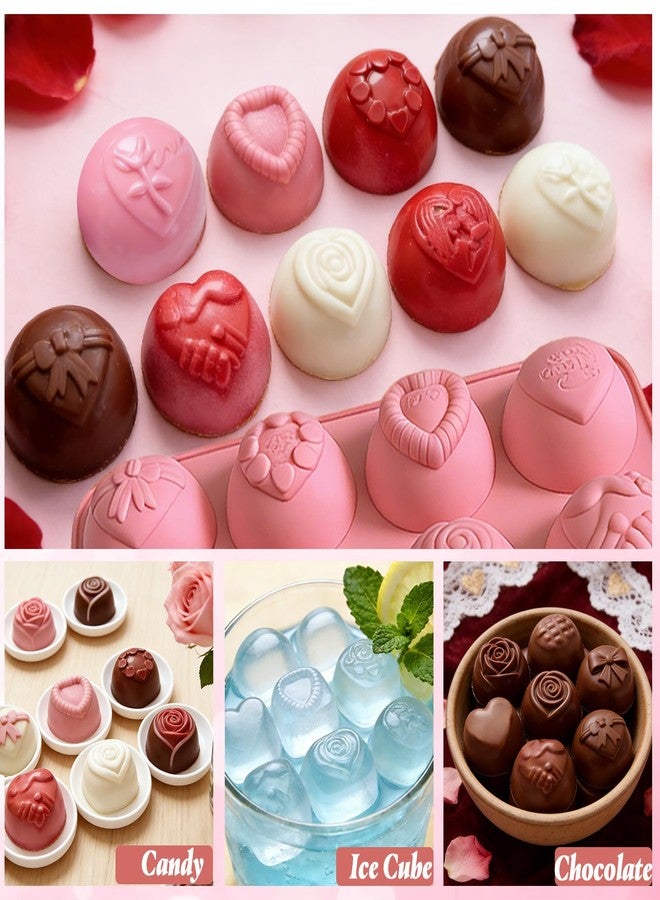 Foaryoer 2PCS Valentine Chocolate Molds Round Heart Silicone Mold Non-Stick Love Rose Silicone Chocolate Bomb Molds for Baking Chocolate,Mini Cakes,Candy,Gummy, Ice Cubes - Image 4