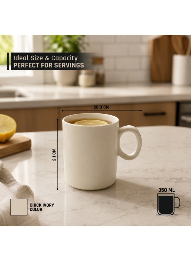 Ceramic Coffee Mug Set of 4 ,Classic White Tea & Coffee Cups Durable Porcelain Drinkware Modern Minimalist Cups for Home Office & Café Use - Image 2
