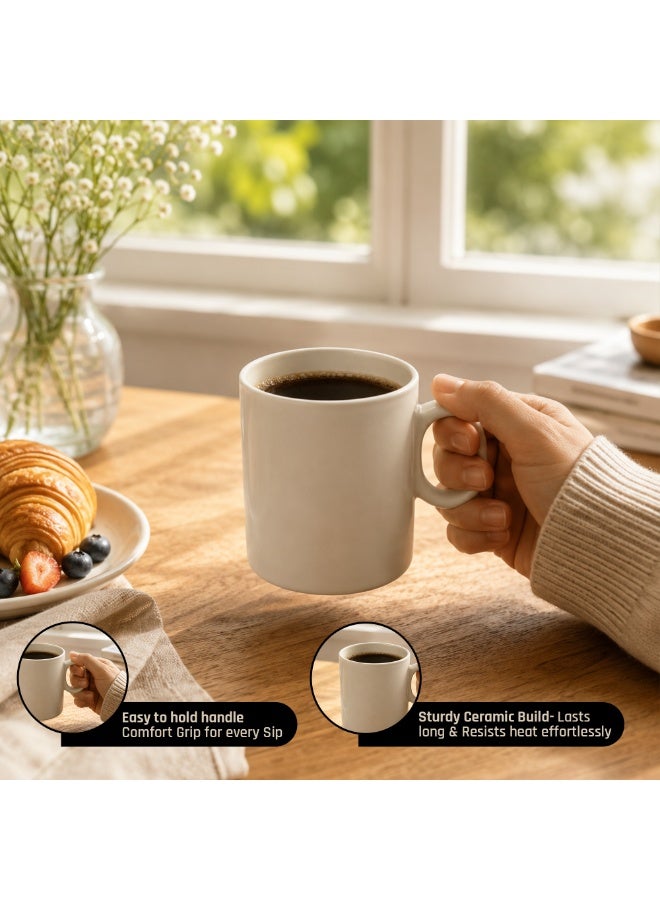 Ceramic Coffee Mug Set of 4 ,Classic White Tea & Coffee Cups Durable Porcelain Drinkware Modern Minimalist Cups for Home Office & Café Use - Image 4
