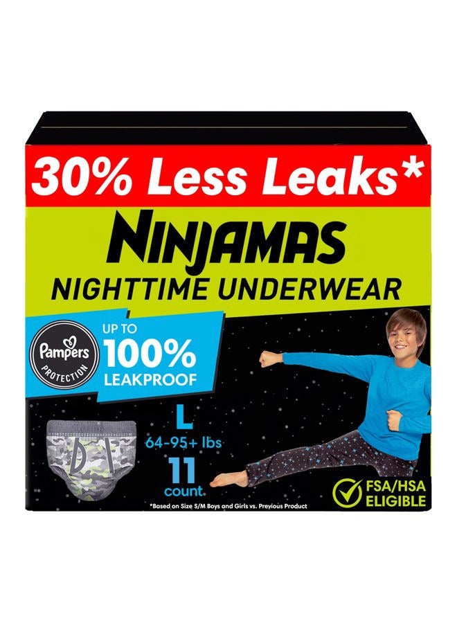 Pampers سراويل نوم للأطفال، حجم L (64-95+ رطل)، 11 قطعة، حماية ليلية، فائقة الامتصاص، مضادة للحساسية - Image 1