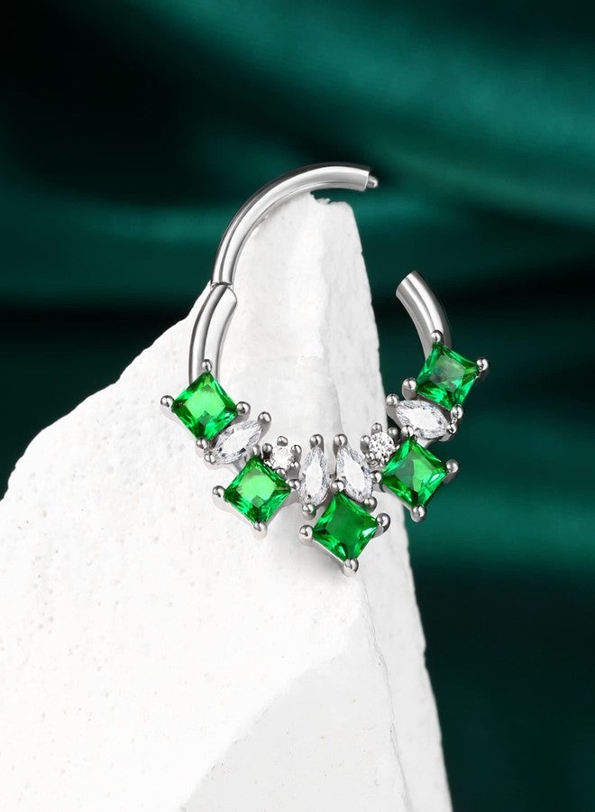 COCHARM 16 Gauge Septum Ring Greeen CZ Septum Jewelry 10MM Dainty Daith Piercing Jewelry Surgical Steel Cute Diamond Helix Cartilage Hoop Earring - Image 4