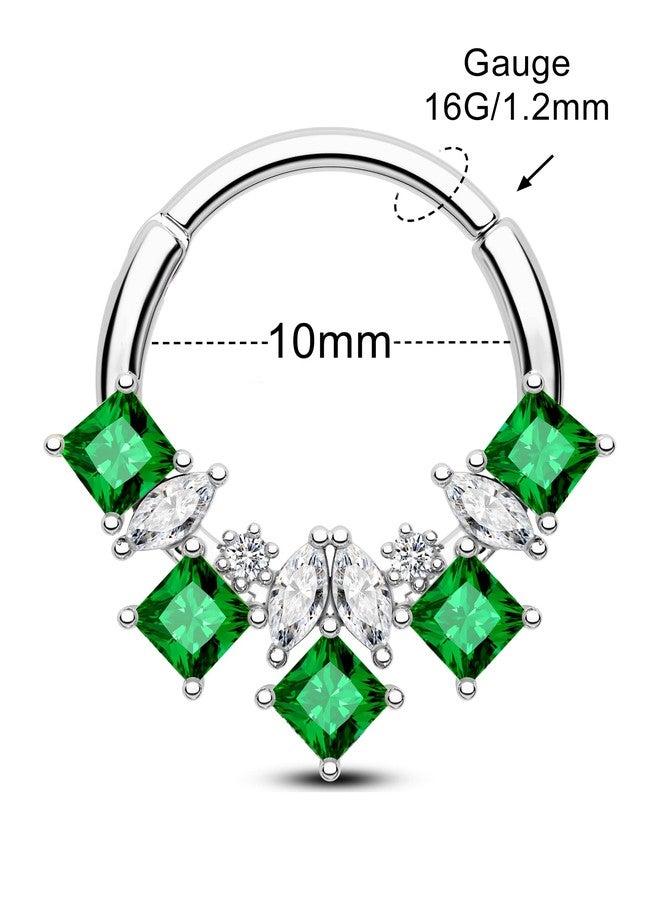 COCHARM 16 Gauge Septum Ring Greeen CZ Septum Jewelry 10MM Dainty Daith Piercing Jewelry Surgical Steel Cute Diamond Helix Cartilage Hoop Earring - Image 3