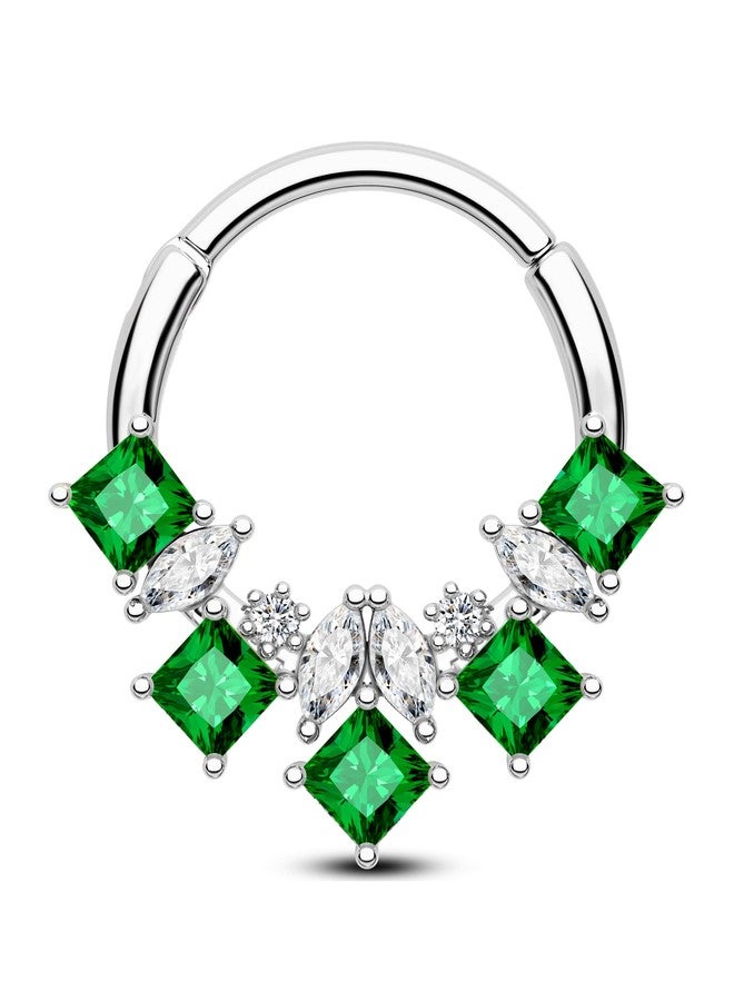 COCHARM 16 Gauge Septum Ring Greeen CZ Septum Jewelry 10MM Dainty Daith Piercing Jewelry Surgical Steel Cute Diamond Helix Cartilage Hoop Earring - Image 1
