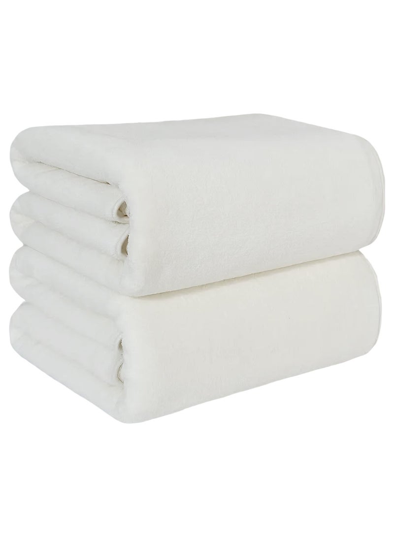 فابينني منشفة شاطئ كبيرة الحجم من قطعتين، 100×200 سم، مصنوعة من الألياف الدقيقة، منشفة حمام كبيرة جدًا، منشفة حمام سباحة، منشفة يوجا، منشفة سبا، ناعمة وعالية الامتصاص وسريعة الجفاف، بيضاء - Image 1