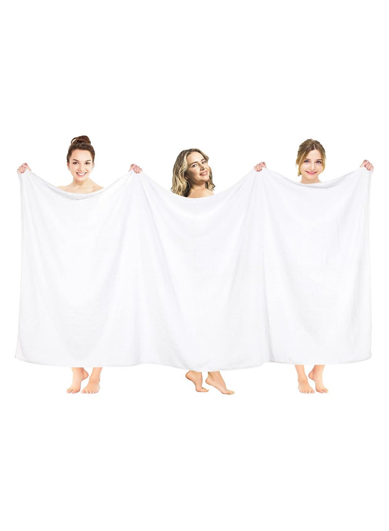 فابينني منشفة شاطئ كبيرة الحجم من قطعتين، 100×200 سم، مصنوعة من الألياف الدقيقة، منشفة حمام كبيرة جدًا، منشفة حمام سباحة، منشفة يوجا، منشفة سبا، ناعمة وعالية الامتصاص وسريعة الجفاف، بيضاء - Image 2