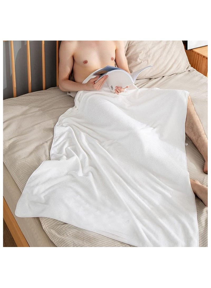 فابينني منشفة شاطئ كبيرة الحجم من قطعتين، 100×200 سم، مصنوعة من الألياف الدقيقة، منشفة حمام كبيرة جدًا، منشفة حمام سباحة، منشفة يوجا، منشفة سبا، ناعمة وعالية الامتصاص وسريعة الجفاف، بيضاء - Image 3