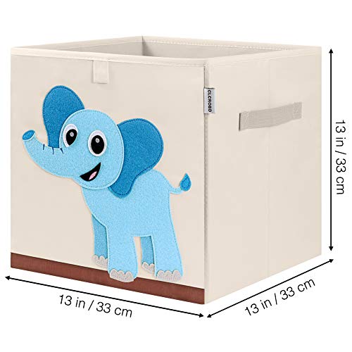 CLCROBD Foldable Animal Cube Storage Bins Fabric Toy Box/Chest/Organizer for Kids Nursery, 13 inch (Elephant) - Image 2
