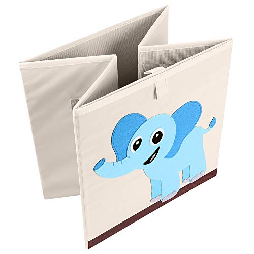 CLCROBD Foldable Animal Cube Storage Bins Fabric Toy Box/Chest/Organizer for Kids Nursery, 13 inch (Elephant) - Image 4