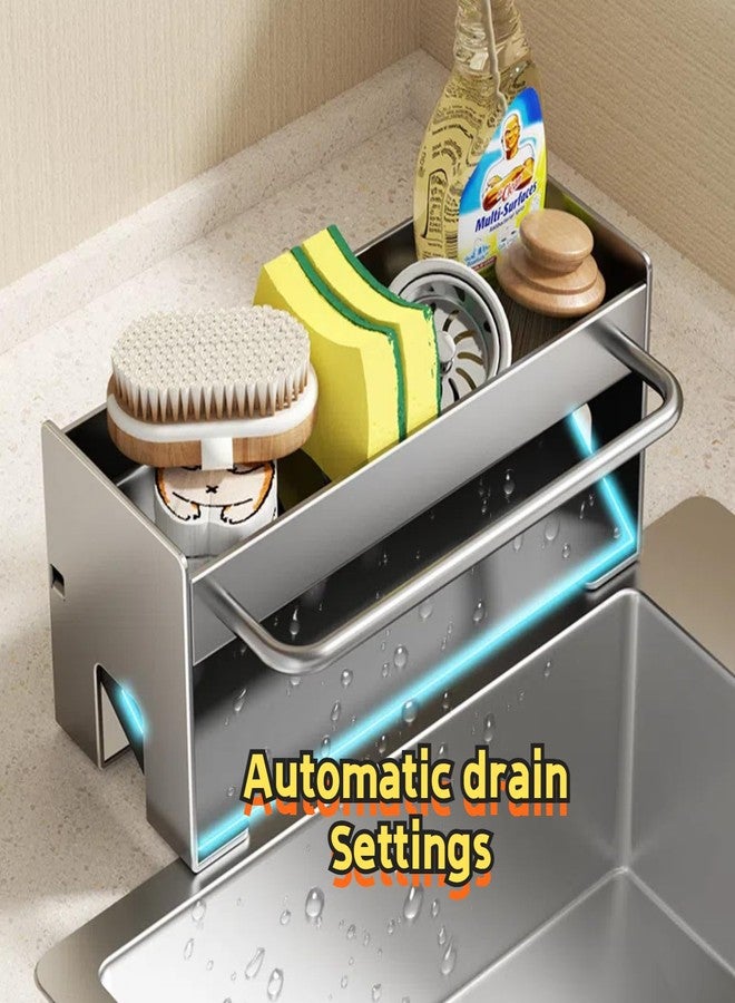 RAKSONIC Utensil Holder,Compact Kitchen Sink Drying Rack - Durable and Stylish Solution,Self-Draining Tray Design,with Rag Rack（Gray） - Image 2