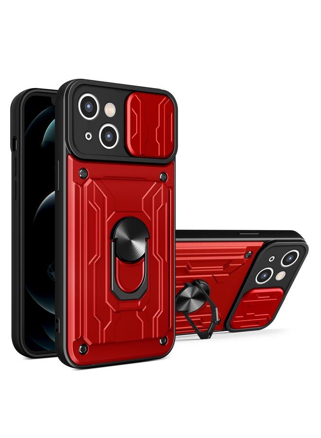 The Bros حافظة لآيفون 15 بلس مع درع كاميرا منزلق TPU+PC وحافظة بطاقات