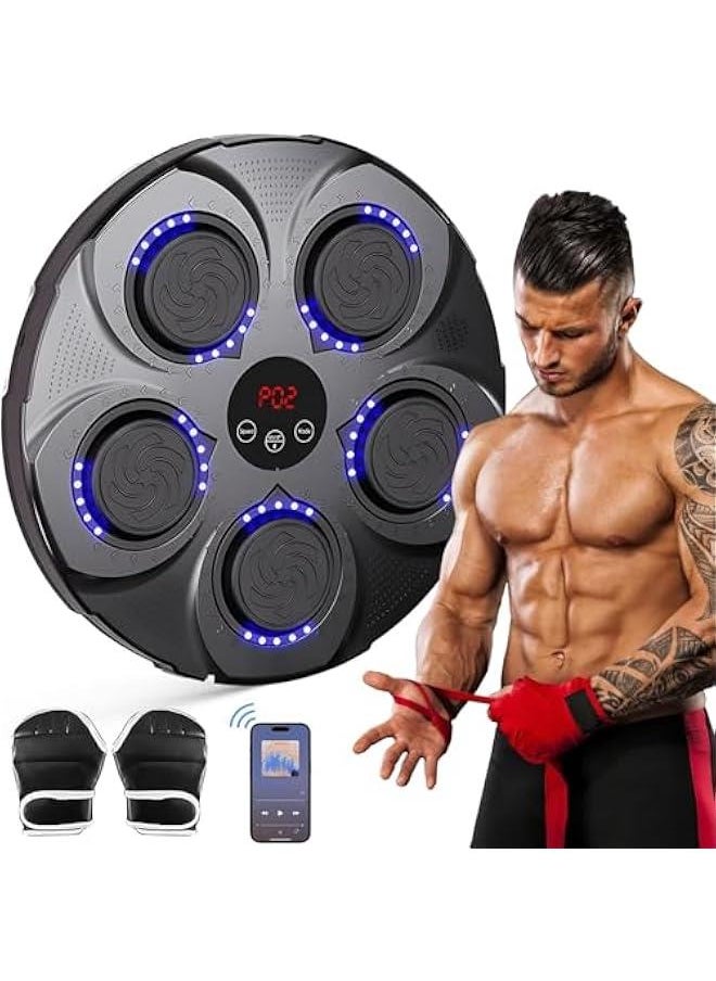 HOOKOR Music Boxing Machine, Smart Bluetooth Interactive Wall-Mounted Punching Trainer with Gloves, Home Workout & Agility Training Equipment for Kids and Adults  - Image 1