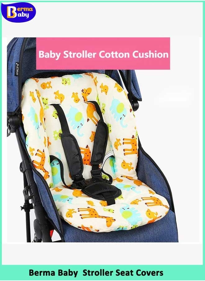 Berma Baby Baby Girls Boys Stroller Seat Covers Universal Cartoon Floral Soft Thick Pram Car Seat  - Image 2