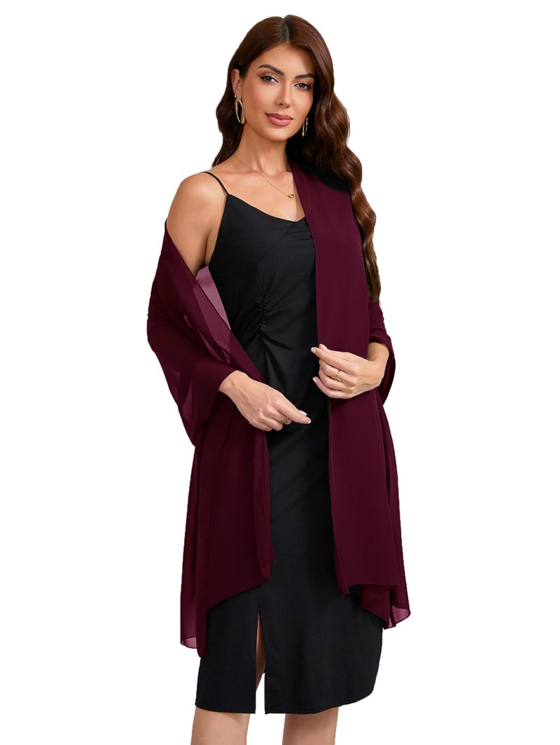 Baoqiya Women's Shawls and Wraps for Evening Dress Chiffon Shawl Soft Elegant Silky Pashmina Wedding Bridal Scarf(Burgundy, 79"Ã—19") - Image 5