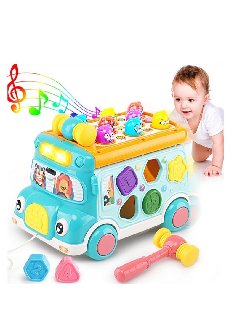 Pounding Toys for Toddlers Educational Toy Pull Along Bus Gopher Toy for Boys Girls Birthday Gift  - Image 1
