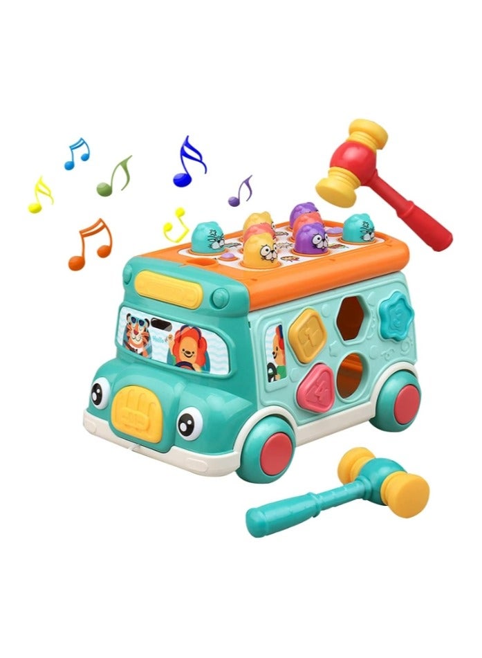 Pounding Toys for Toddlers Educational Toy Pull Along Bus Gopher Toy for Boys Girls Birthday Gift  - Image 4