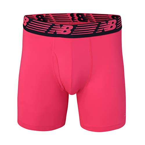 New Balance Men's 6" Boxer Brief Fly Front with Pouch, 3-Pack of 6 Inch Tagless Underwear (Pink Zing/Pigment/Steel, XX-Large (44"-46")) - Image 2