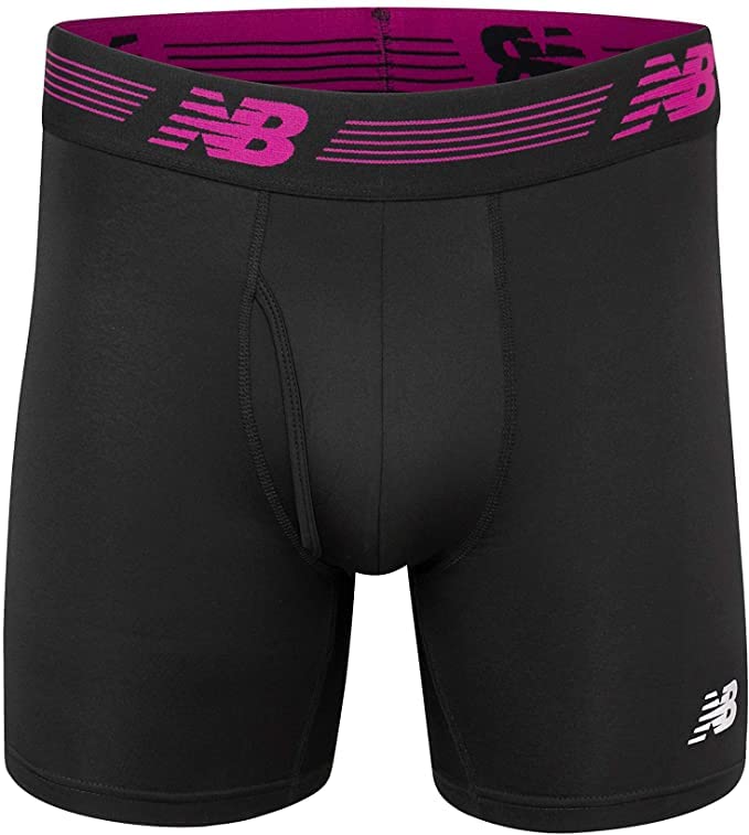 New Balance Men's 6" Boxer Brief Fly Front with Pouch, 3-Pack of 6 Inch Tagless Underwear (Pink Zing/Pigment/Steel, XX-Large (44"-46")) - Image 4