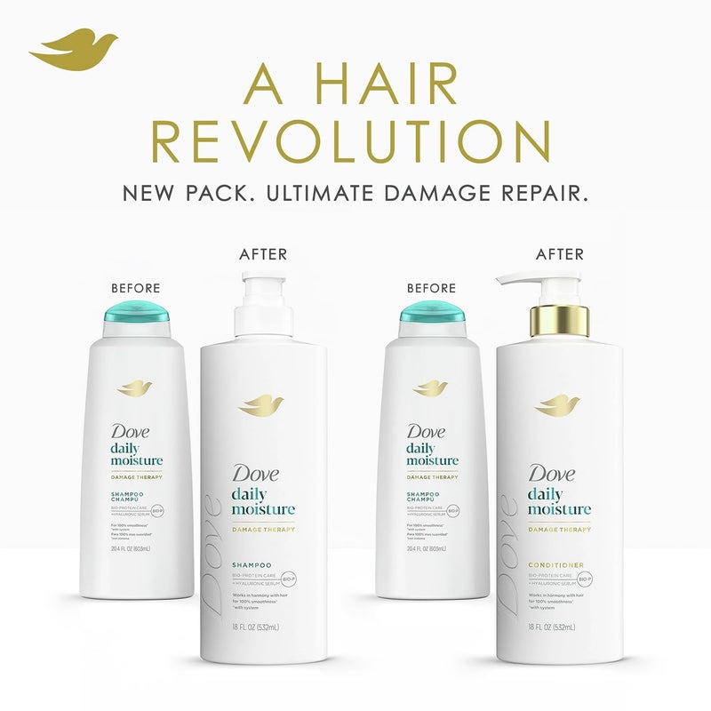 Dove Daily Moisture Shampoo & Conditioner Set with Hyaluronic & Moisture 10-in-1 Serum Mask â€“ Deep Hydration for Smoothing & Revitalizing Dry Hair (3-Piece Set) - Image 3