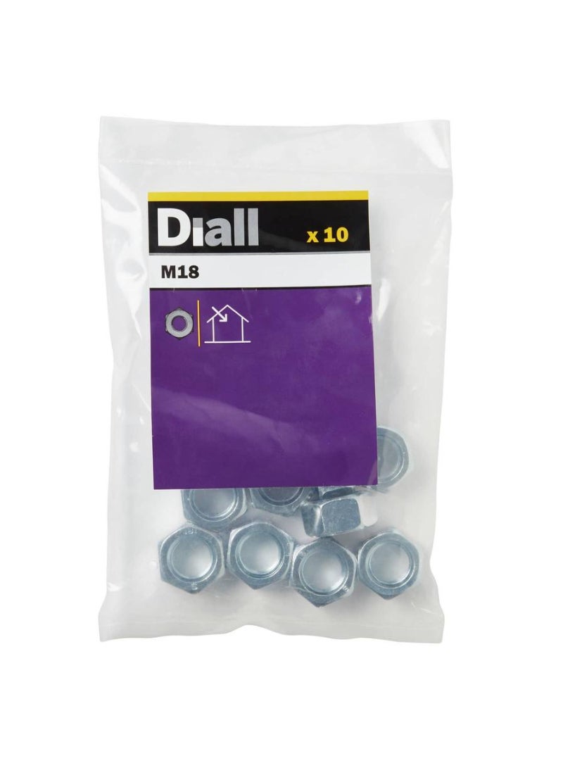 Dial طقم صمولة قفل من الفولاذ الكربوني مطلي بالزنك M18 10 قطع