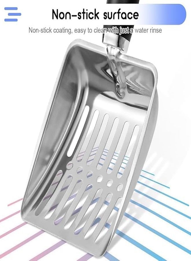 Inralimot Inraimot Cat Litter Scoop - Stainless Steel Metal Cat Litter Scoop-Sturdy Mesh Scooper - Mesh Shovel-Easy to Clean - Suitable for Cat Litter Box - Light Black - Image 5