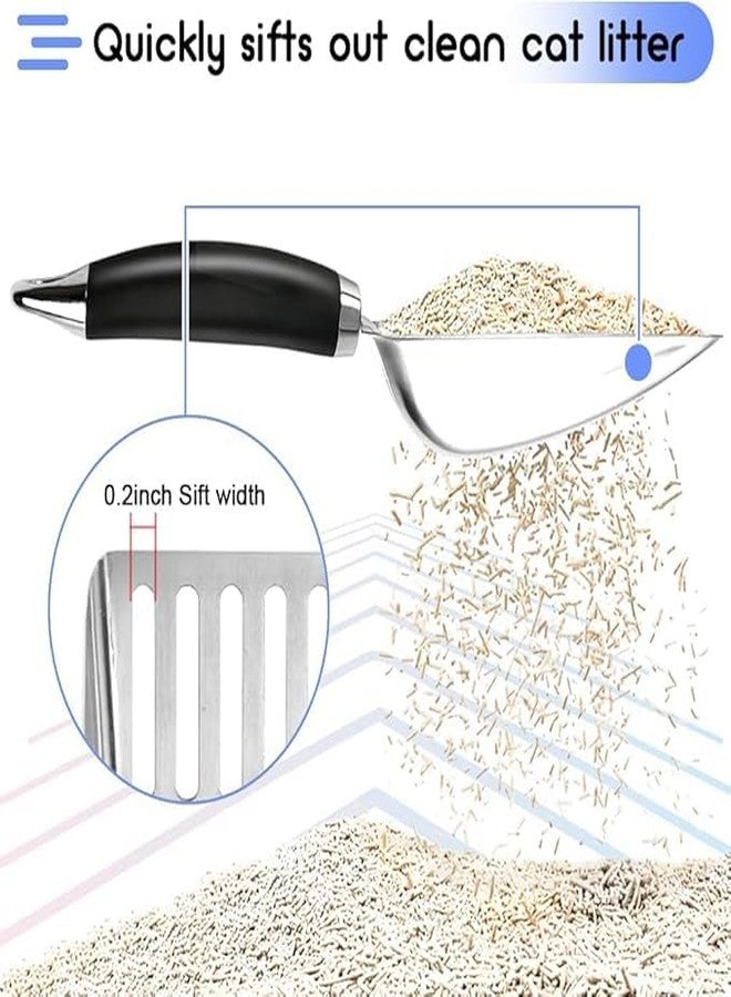 Inralimot Inraimot Cat Litter Scoop - Stainless Steel Metal Cat Litter Scoop-Sturdy Mesh Scooper - Mesh Shovel-Easy to Clean - Suitable for Cat Litter Box - Light Black - Image 4